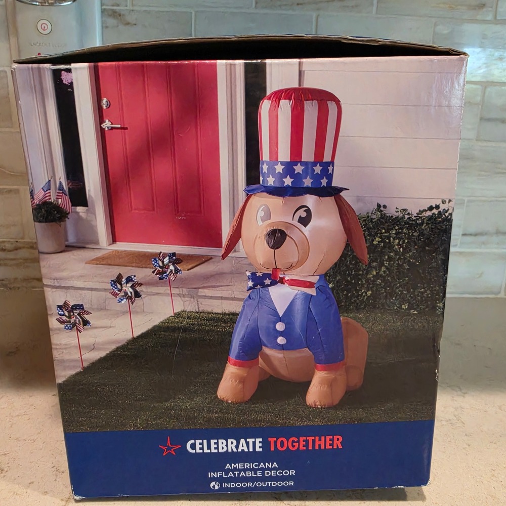 Celebrate Together Americana Patriotic Inflatable Decor Dog Uncle Sam 5FT N - Picture 5 of 5